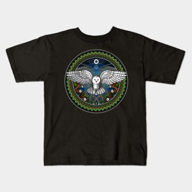 Ayahuasca Owl Kids T-Shirt by underheaven